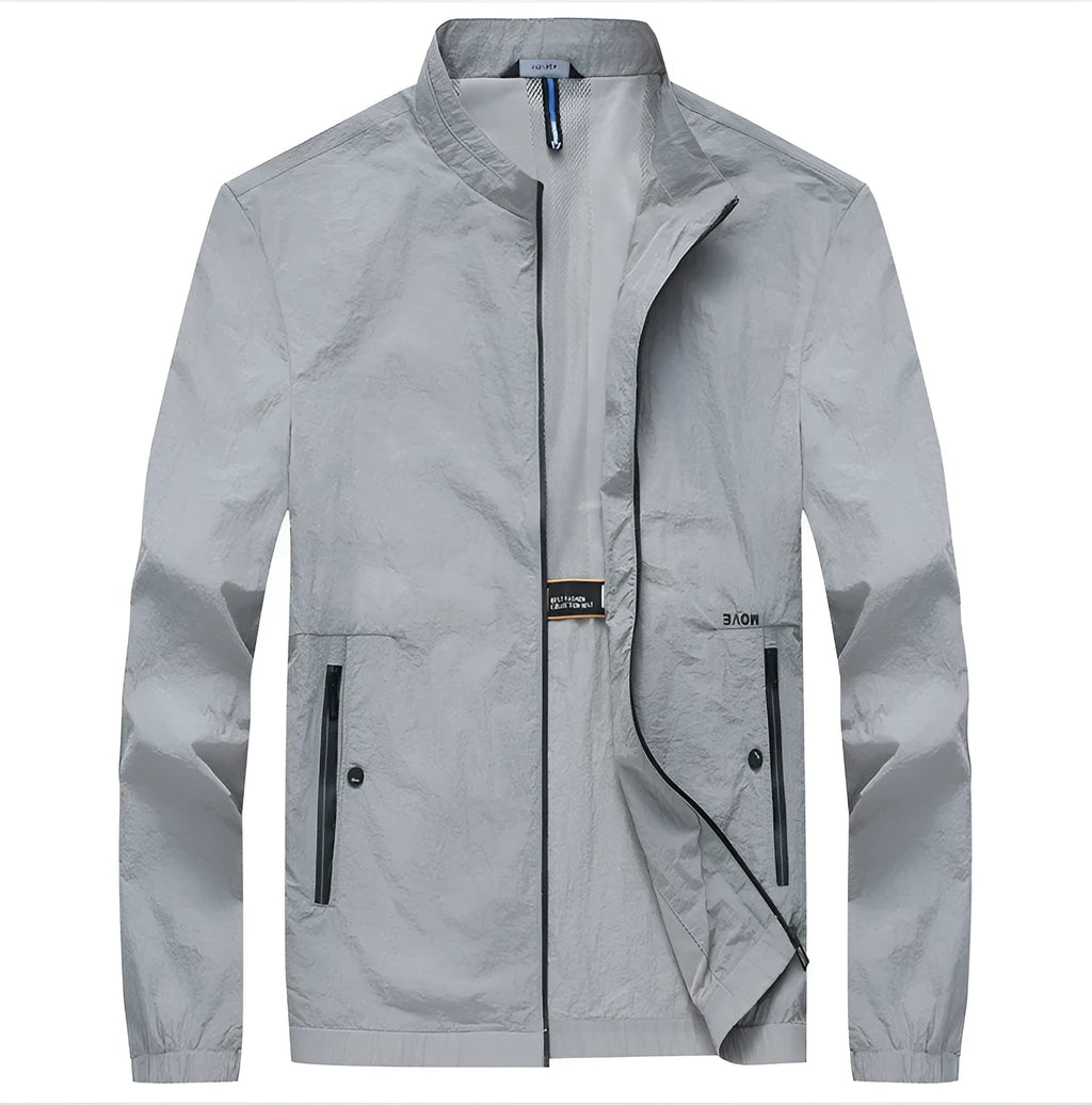 Kentino men's thin blue summer city shirt made from 100% polyester on a hanger.