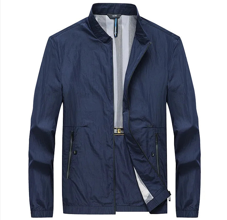 Kentino men's thin blue summer city shirt made from 100% polyester on a hanger.