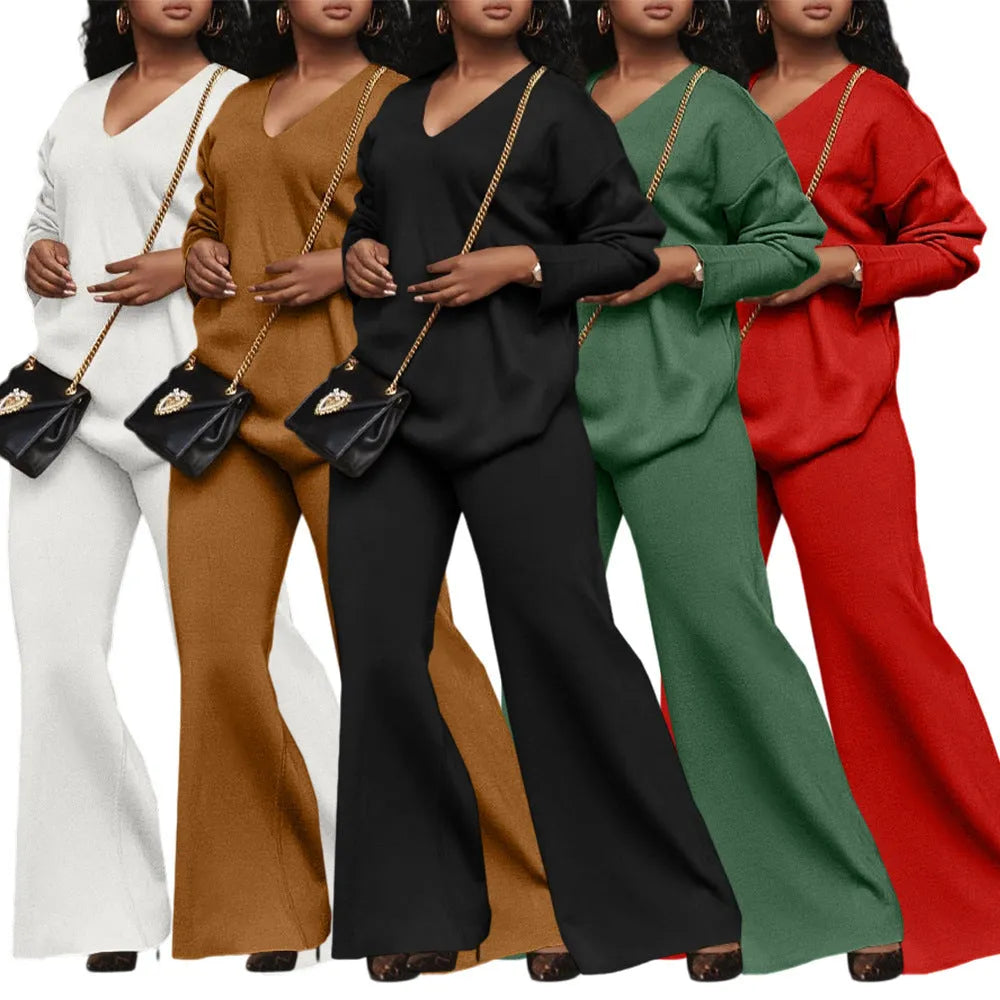 Women's brown thickened suede two-piece suit with long sleeves, shown as a complete co-ordinated set.