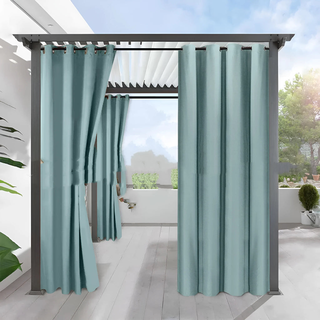 Full blackout solid colour curtain in beige, fine linen look polyester with perforated heading
