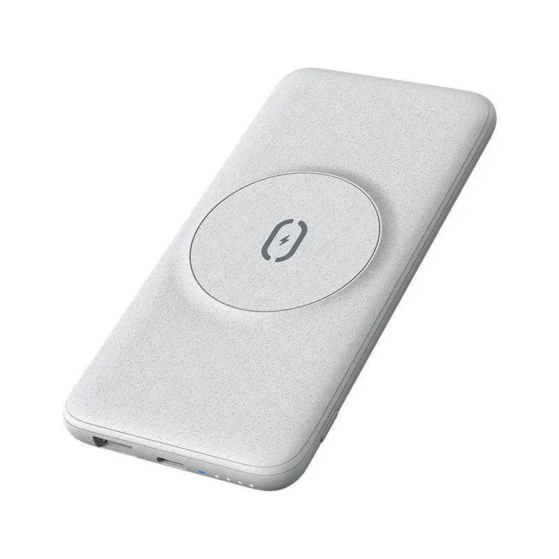 Maiduo Magsafe magnetic wireless power bank in mint green colour showing compact dimensions and back clip design