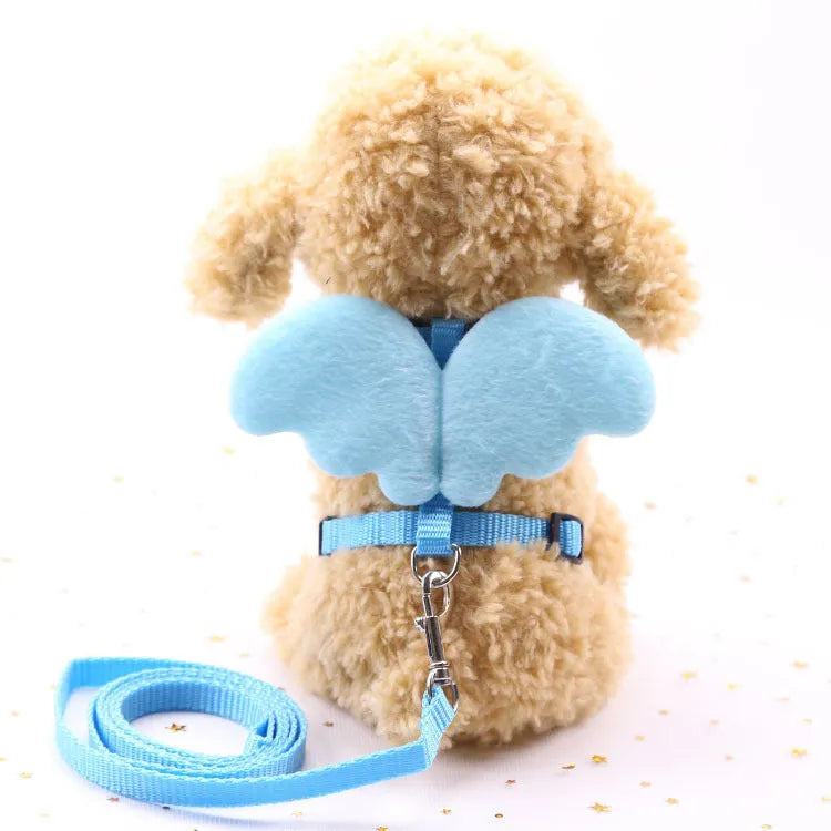 Cute Angel nylon dog leash in blue with fixed-length traction belt design for small to medium dogs