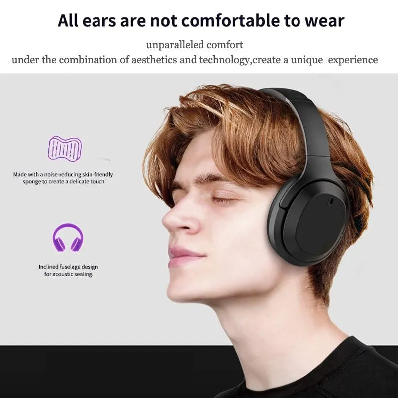Black gorsun E98 over-ear wireless Bluetooth headphones with adjustable headband and memory-protein ear cushions.