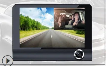 4-inch car 360 panoramic driving recorder with three-lens system and reversing image display on front windshield