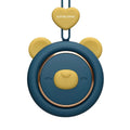 Mini bladeless neck band fan with hanging rope, shown in blue colour variant.