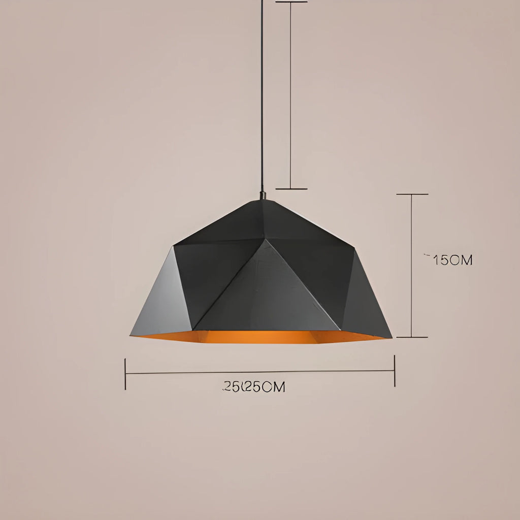 Nordic geometric single-head iron chandelier in black or white, 25cm diameter