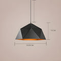 Nordic geometric single-head iron chandelier in black or white, 25cm diameter