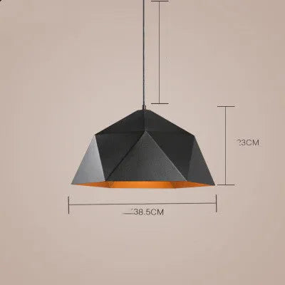 Nordic geometric single-head iron chandelier in black or white, 25cm diameter