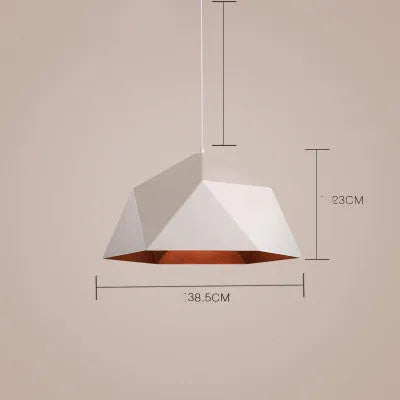Nordic geometric single-head iron chandelier in black or white, 25cm diameter