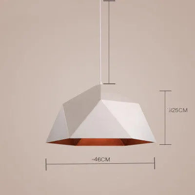 Nordic geometric single-head iron chandelier in black or white, 25cm diameter