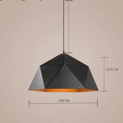 Nordic geometric single-head iron chandelier in black or white, 25cm diameter