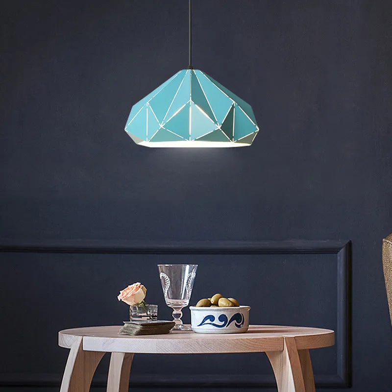 Nordic geometric single-head iron chandelier in black or white, 25cm diameter
