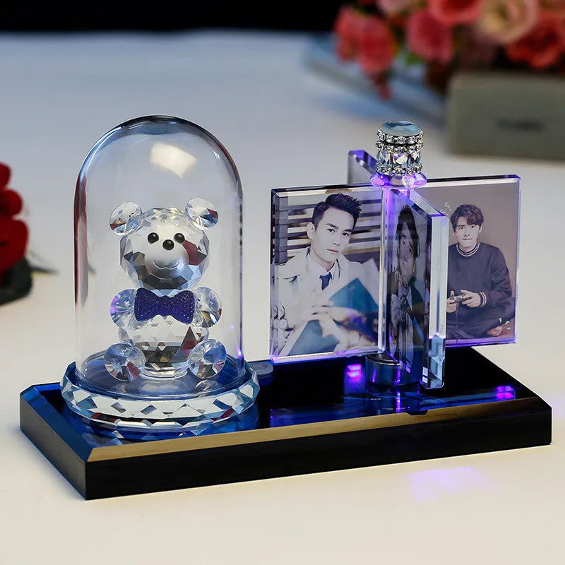 Handmade custom photo crystal car perfume decoration luminous colour-changing scented air vent accessory in girly heart style