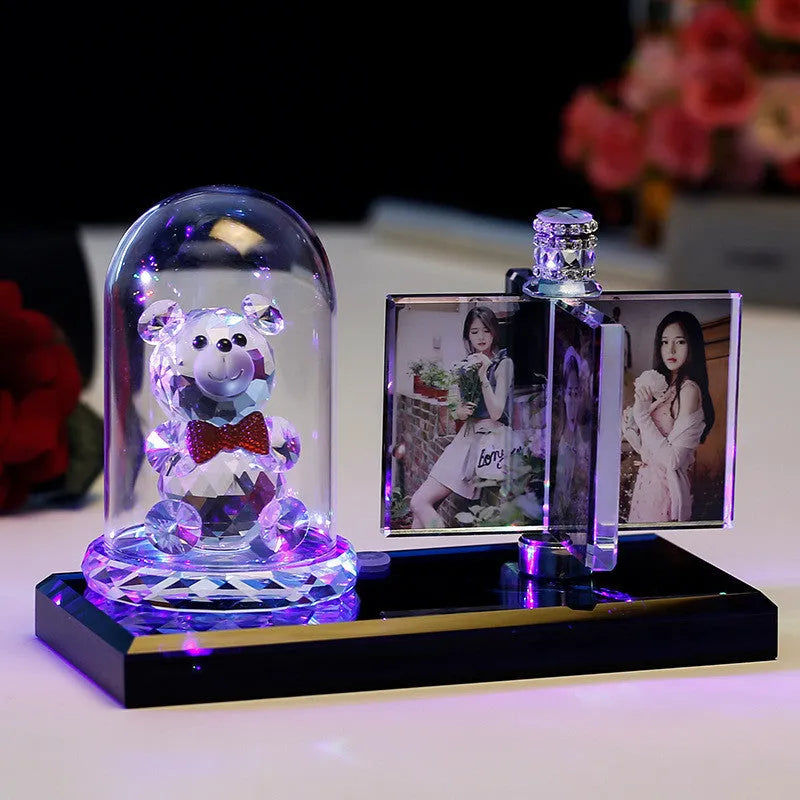 Handmade custom photo crystal car perfume decoration luminous colour-changing scented air vent accessory in girly heart style