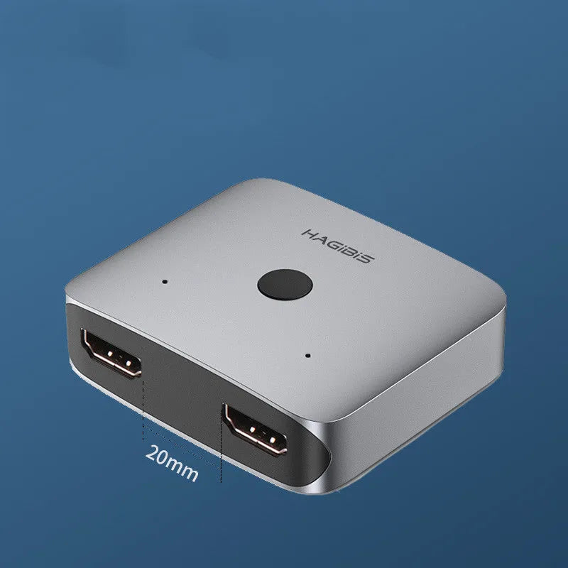 Grey Haibeisi HDMI 1.2 switcher device for splitting one video source to two monitors or TVs.