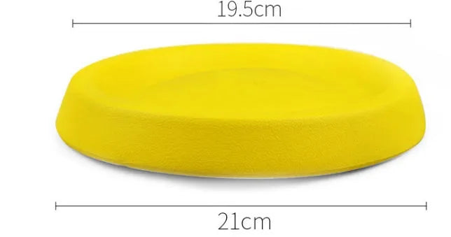 Bright yellow lightweight EVA dog training ball for throwing and fetch games.