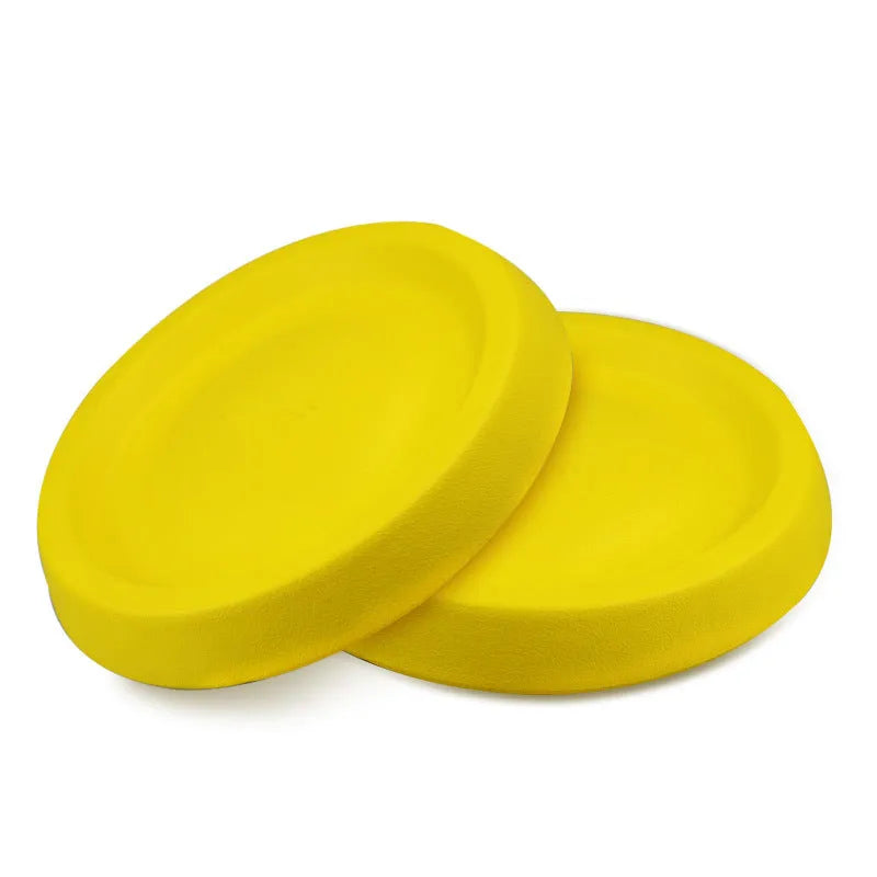 Bright yellow lightweight EVA dog training ball for throwing and fetch games.