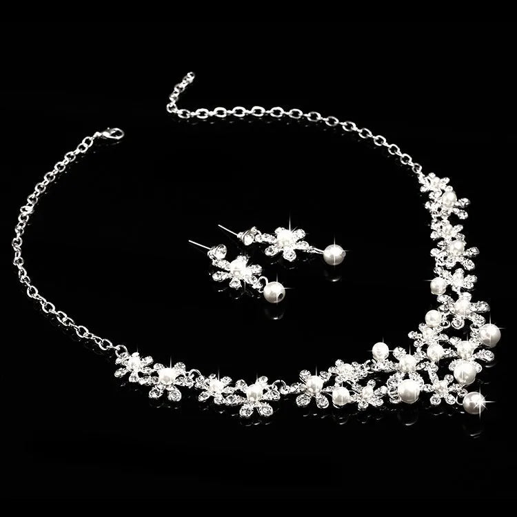 Silver alloy bridal crown with diamond-encrusted detailing, semicircle shape, 40cm size