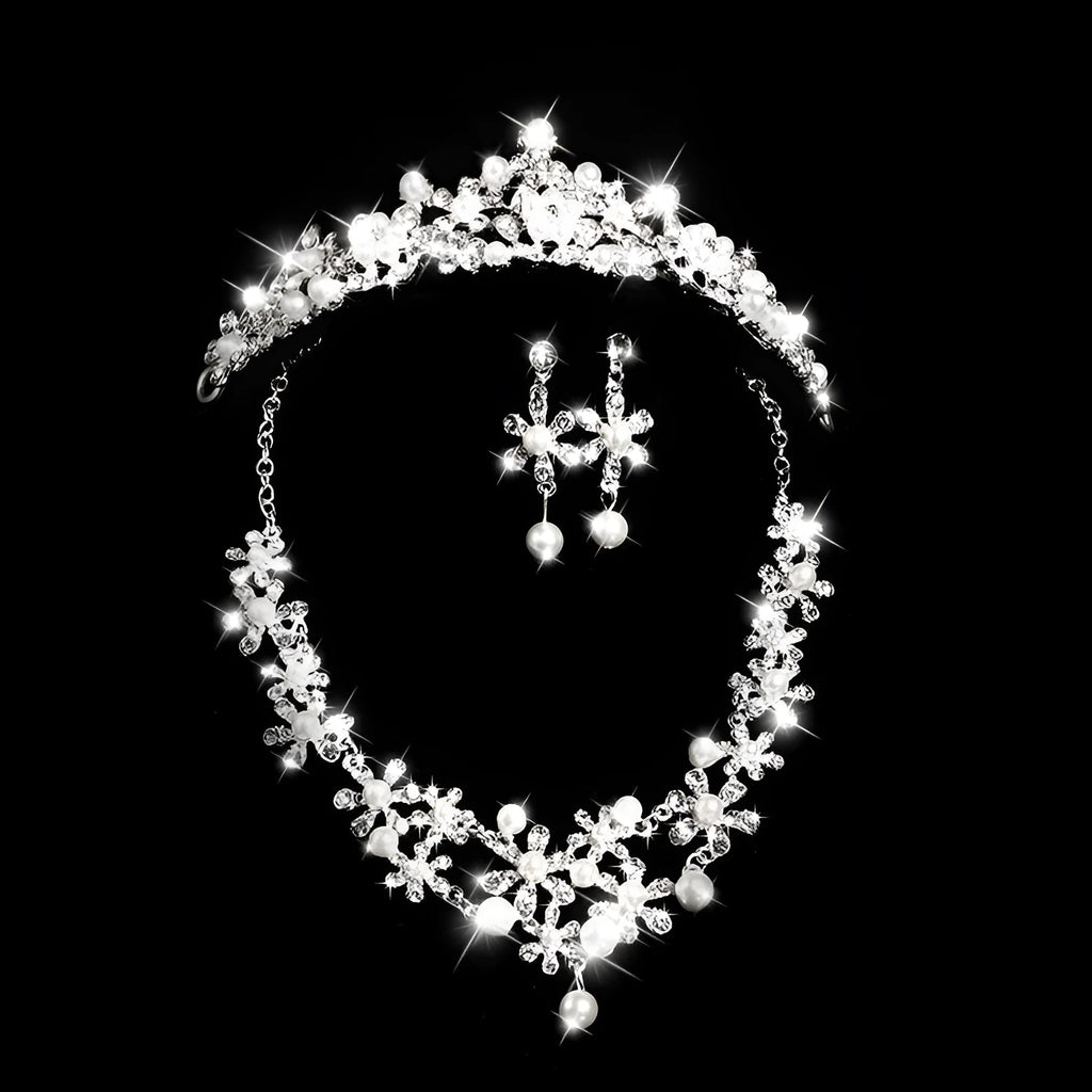 Silver alloy bridal crown with diamond-encrusted detailing, semicircle shape, 40cm size