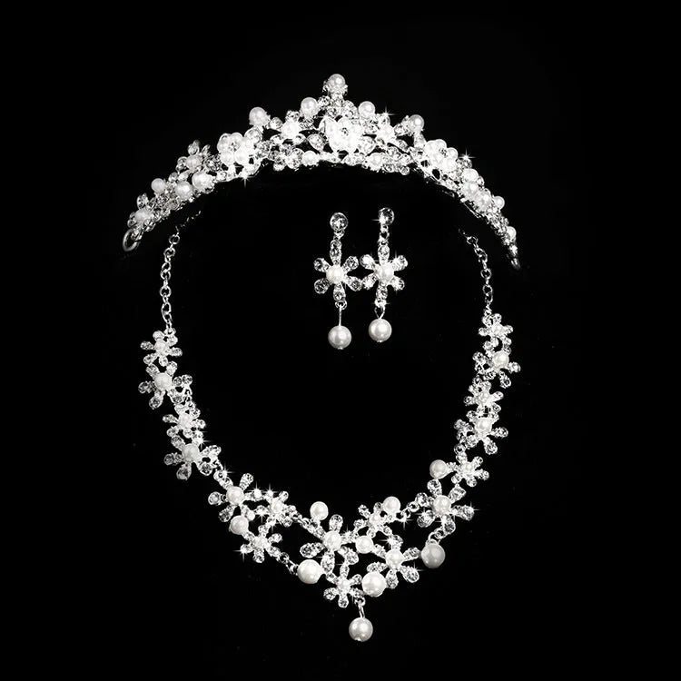 Silver alloy bridal crown with diamond-encrusted detailing, semicircle shape, 40cm size