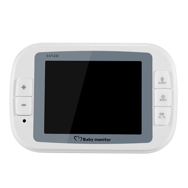 White 3.5 inch digital wireless baby monitor with display showing nursery scene