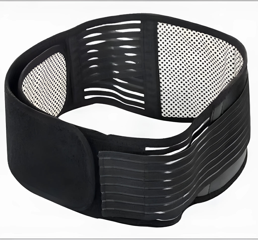 Self-heating waist protection belt in elastic cloth material for lumbar muscle strain support