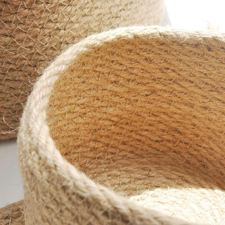 Japanese style linen fabric storage basket with lid in three sizes for bedroom organisation