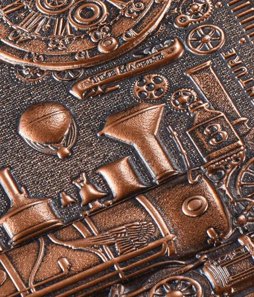 European relief embossed leather cover notepad diary in green bronze, red bronze, or silver.