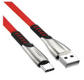 Fast charging cable with flashing indicator, 1m length, Micro USB or Type-C connector, in black blue red colours