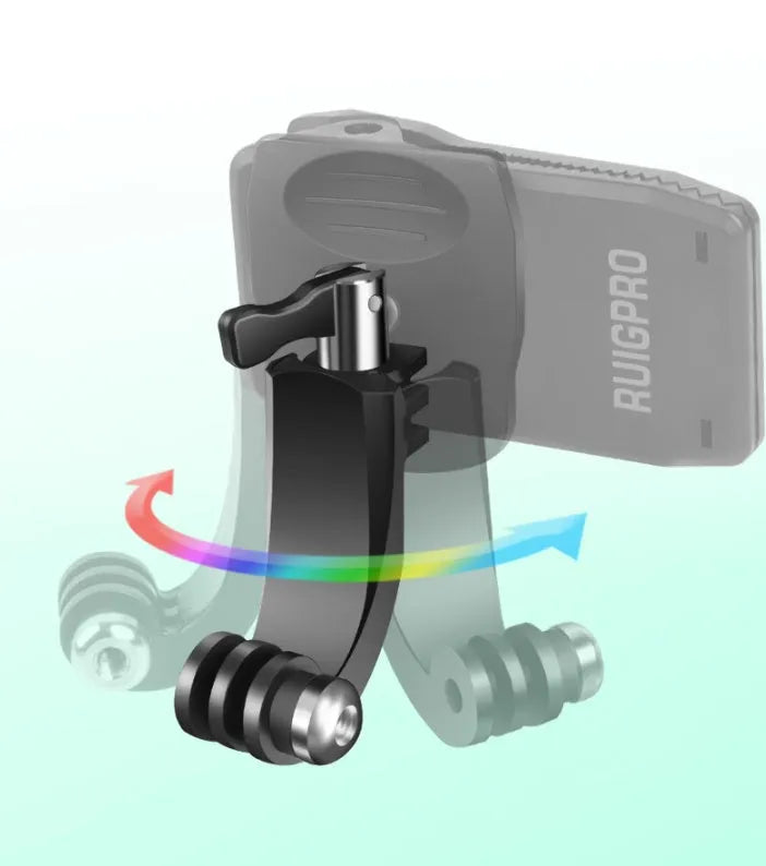 GoPro backpack mounting clip with 360-degree rotating head for action cameras