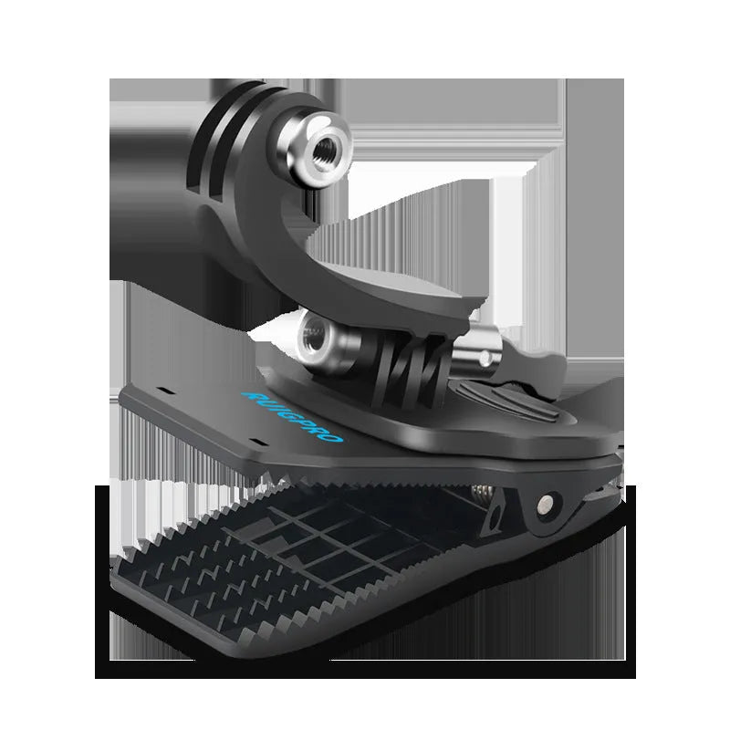 GoPro backpack mounting clip with 360-degree rotating head for action cameras