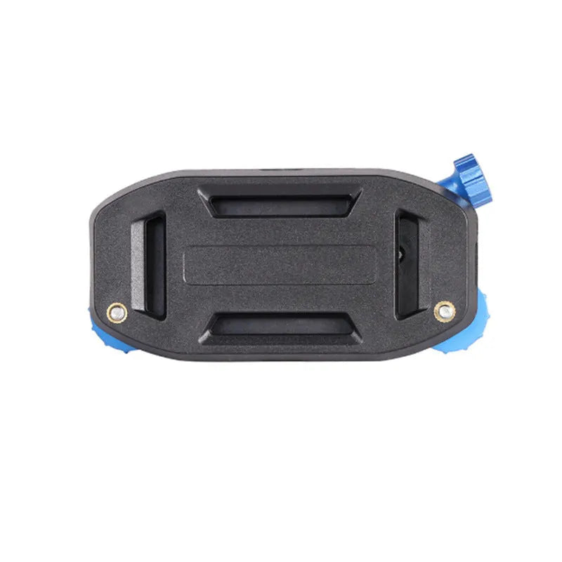Blue plastic shoulder strap buckle for sports camera mounting on backpacks