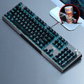 Wired mechanical keyboard 104 keys USB seven-color backlight black mixed light green axis
