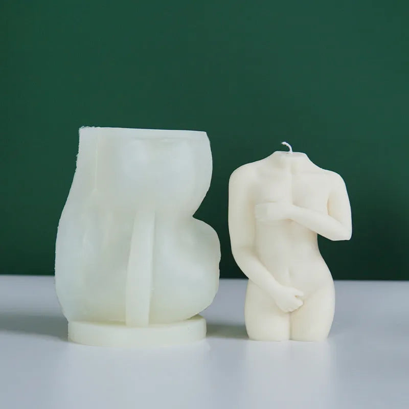 Shy female body silicone candle mould in three size options for handmade candles