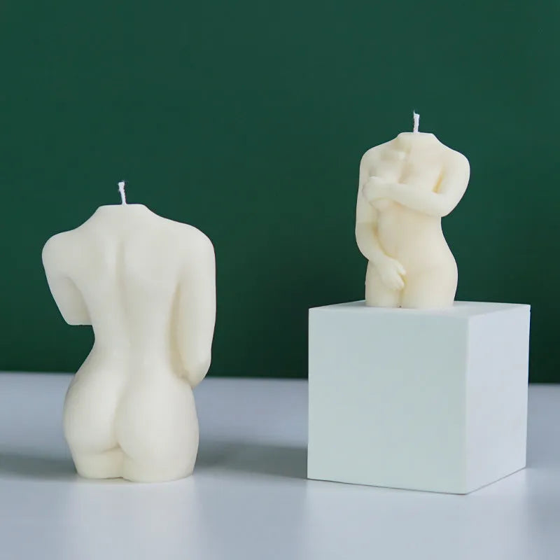 Shy female body silicone candle mould in three size options for handmade candles