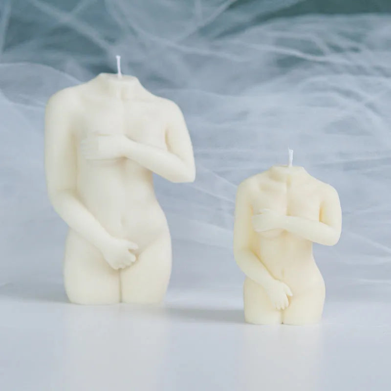 Shy female body silicone candle mould in three size options for handmade candles