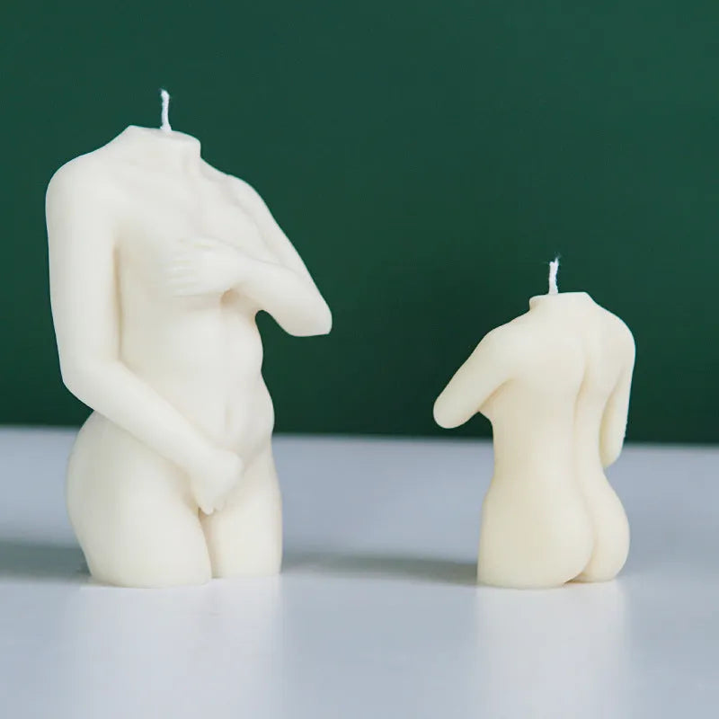 Shy female body silicone candle mould in three size options for handmade candles