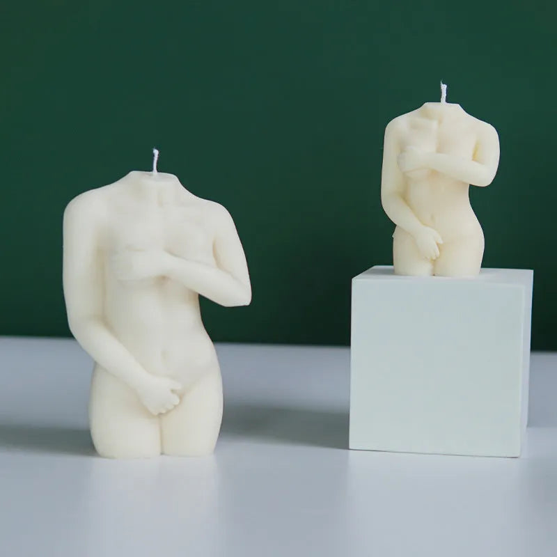 Shy female body silicone candle mould in three size options for handmade candles