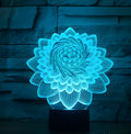Lotus 2 3D touch LED light with acrylic shade, seven colours, USB cable on white background
