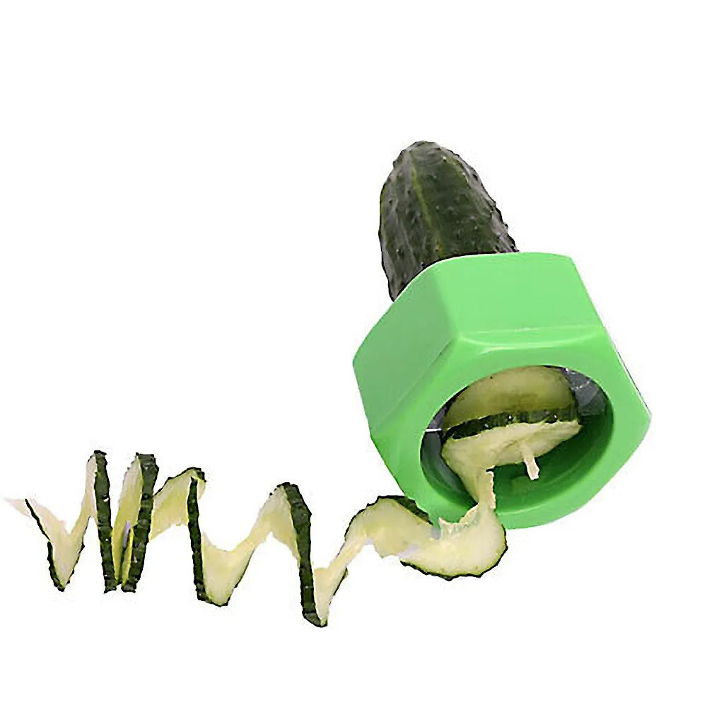 Yellow and green ABS plastic spiral vegetable cutter for kitchen use