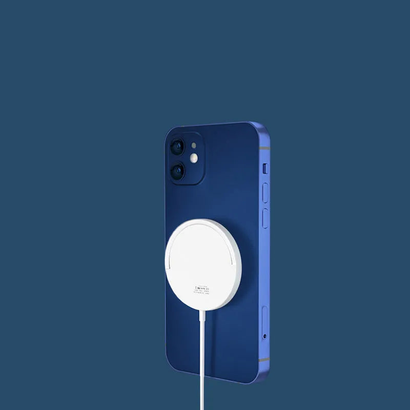 Black magnetic wireless charging bracket holding a mobile phone at an angle