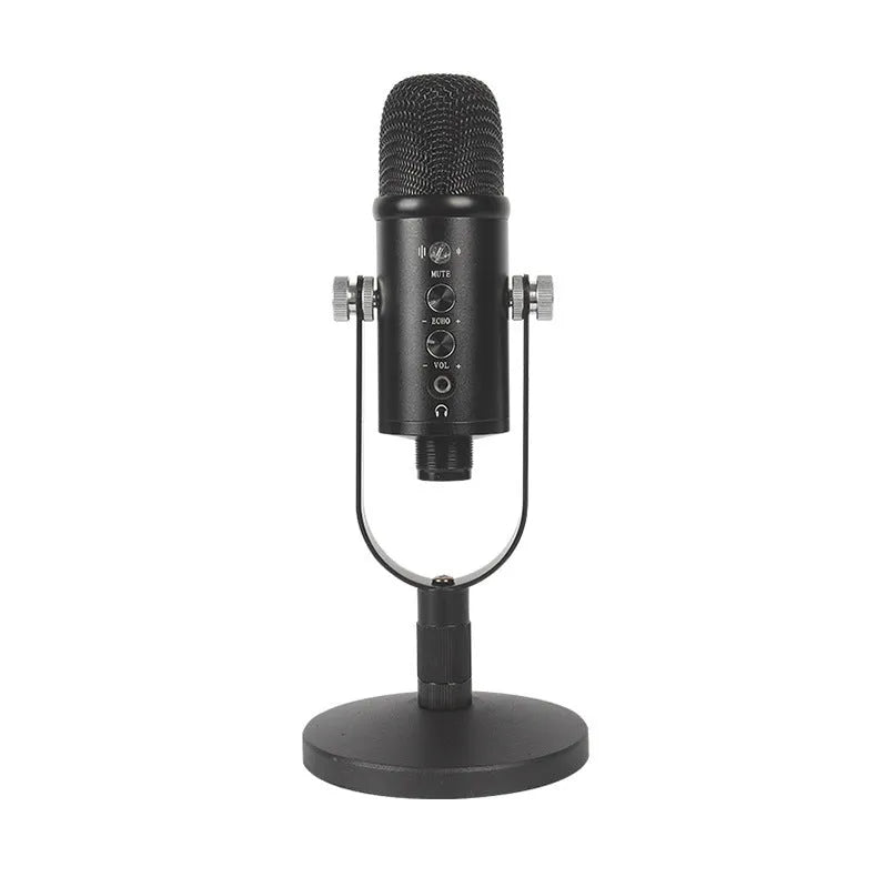 JIY BM-86PRO black USB condenser microphone with sponge pop filter and metal desk stand