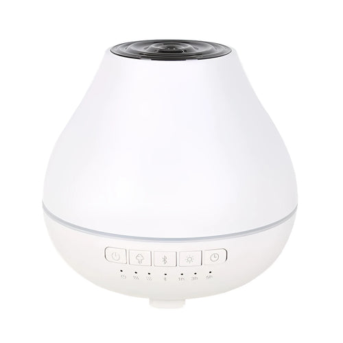 White round Bluetooth humidifier and aroma diffuser with night light and speaker