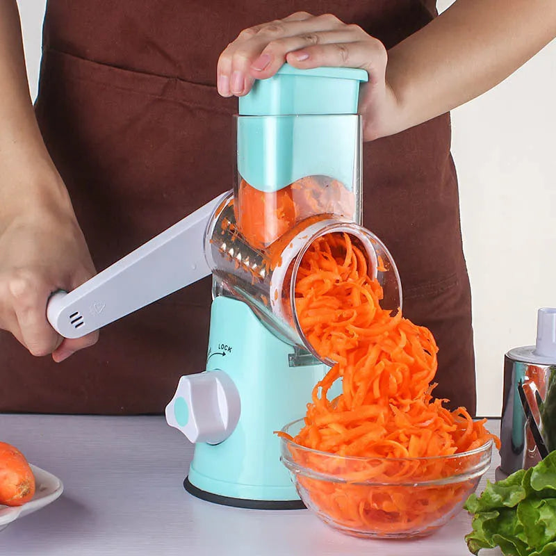 Multifunction vegetable chopper food processor with suction cup base in blue green red or white