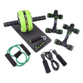 Resistance bands push-up bar fitness set with abdominal machine in green, red or black colour options