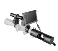 Black digital night vision goggles with 5-inch LCD display showing infrared-enhanced night-time scene