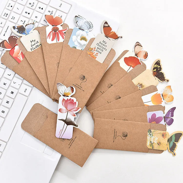 Butterfly paper bookmark with cute Japanese South Korean design measuring 13.5cm by 5.5cm