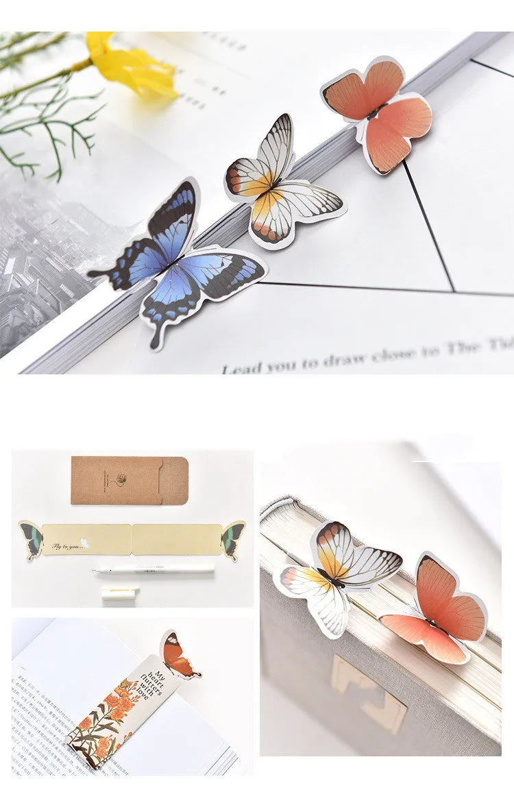 Butterfly paper bookmark with cute Japanese South Korean design measuring 13.5cm by 5.5cm