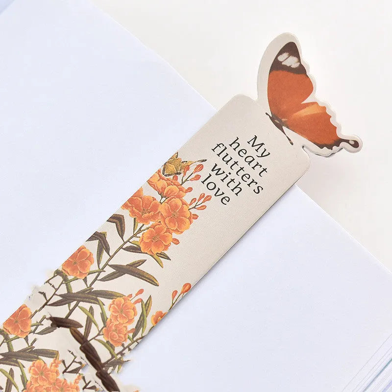 Butterfly paper bookmark with cute Japanese South Korean design measuring 13.5cm by 5.5cm