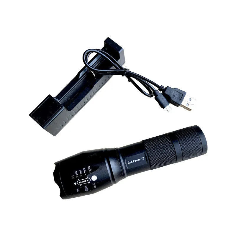 Shustar black rechargeable LED flashlight 10W 1200mAh 240g camping torch